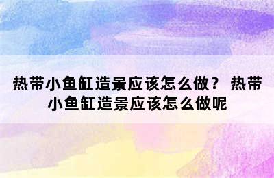 热带小鱼缸造景应该怎么做？ 热带小鱼缸造景应该怎么做呢